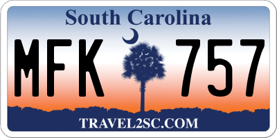 SC license plate MFK757