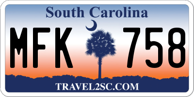 SC license plate MFK758