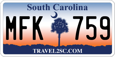 SC license plate MFK759