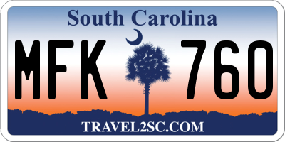 SC license plate MFK760