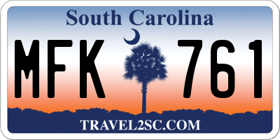 SC license plate MFK761