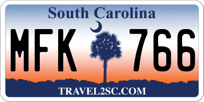 SC license plate MFK766