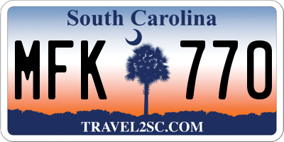 SC license plate MFK770