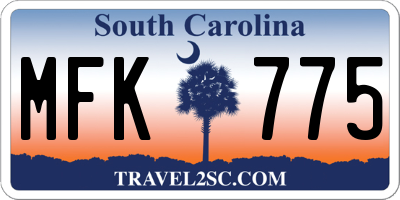 SC license plate MFK775