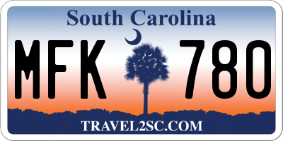 SC license plate MFK780