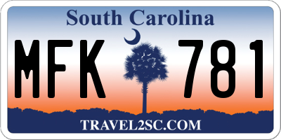 SC license plate MFK781