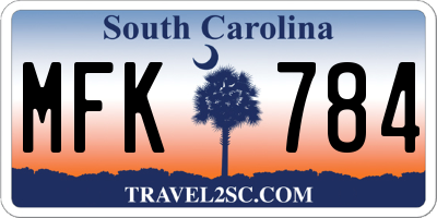 SC license plate MFK784