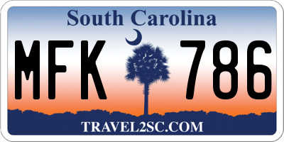 SC license plate MFK786