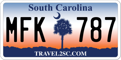 SC license plate MFK787