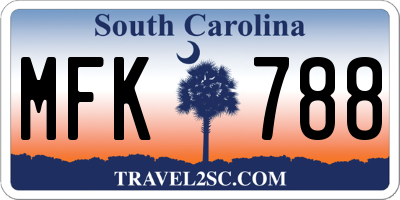 SC license plate MFK788