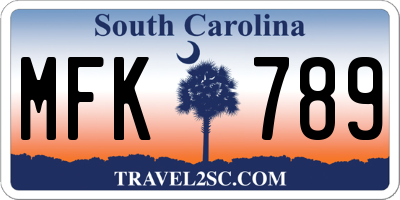 SC license plate MFK789