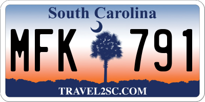 SC license plate MFK791