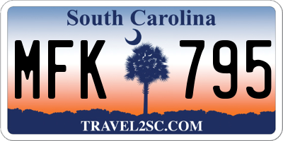SC license plate MFK795