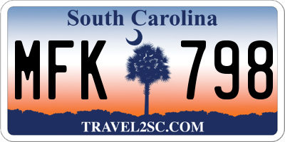 SC license plate MFK798