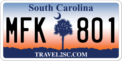 SC license plate MFK801