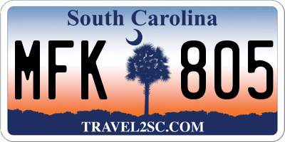SC license plate MFK805