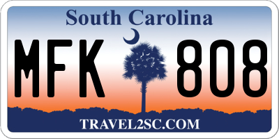 SC license plate MFK808