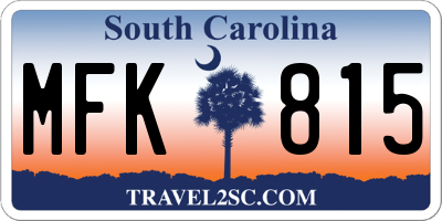 SC license plate MFK815