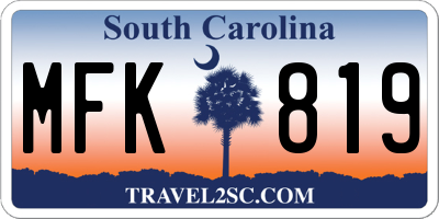 SC license plate MFK819