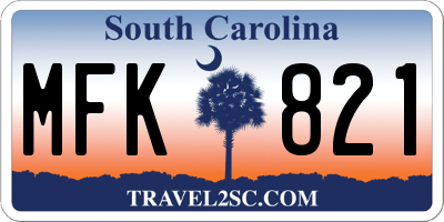 SC license plate MFK821