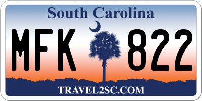 SC license plate MFK822