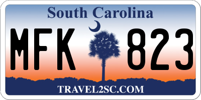 SC license plate MFK823