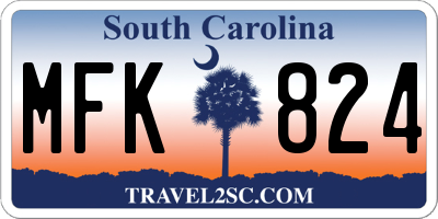 SC license plate MFK824