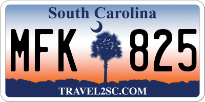 SC license plate MFK825