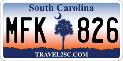 SC license plate MFK826