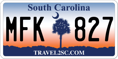 SC license plate MFK827