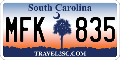SC license plate MFK835