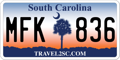 SC license plate MFK836