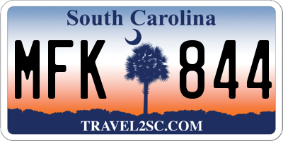 SC license plate MFK844