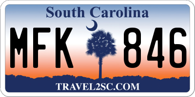 SC license plate MFK846