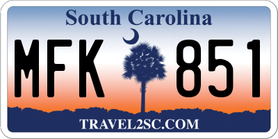 SC license plate MFK851