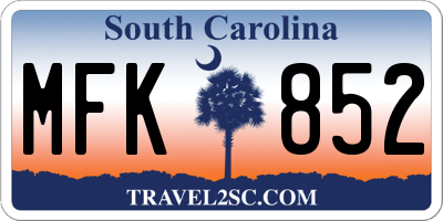 SC license plate MFK852