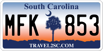 SC license plate MFK853