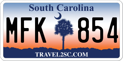 SC license plate MFK854