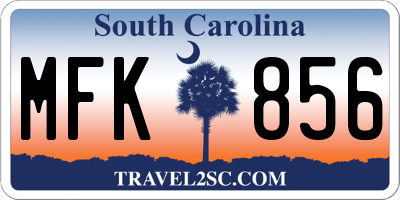 SC license plate MFK856
