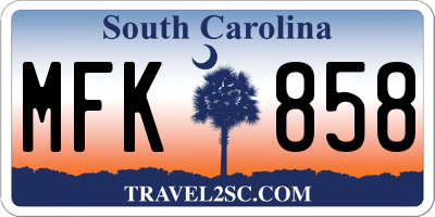 SC license plate MFK858
