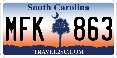 SC license plate MFK863