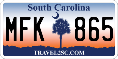 SC license plate MFK865