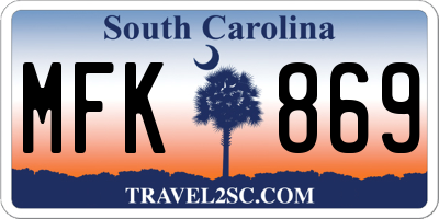 SC license plate MFK869
