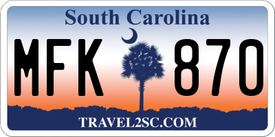 SC license plate MFK870