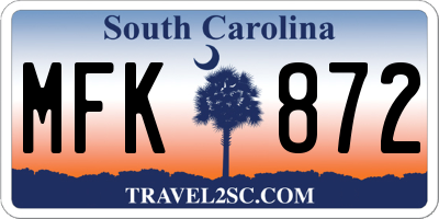 SC license plate MFK872