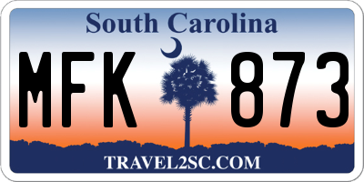 SC license plate MFK873