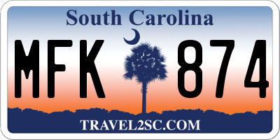 SC license plate MFK874