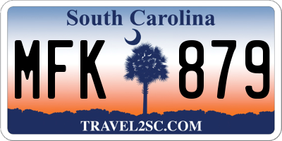 SC license plate MFK879