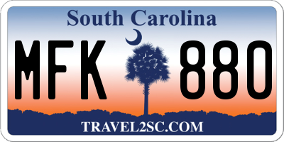 SC license plate MFK880