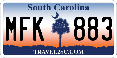 SC license plate MFK883